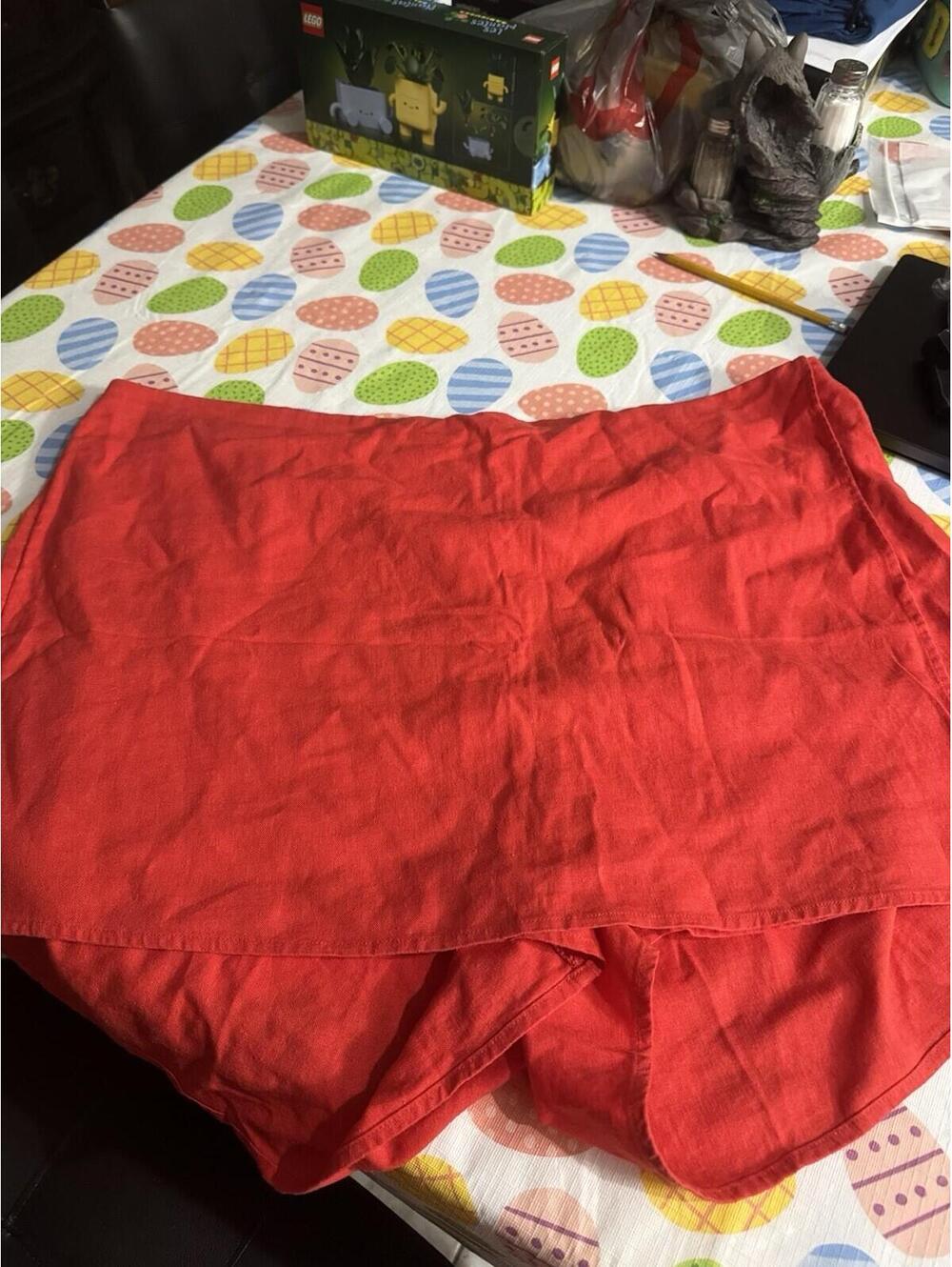 Old Navy Coral High-Waisted Faux-Wrap Linen-Blend Mini Skort NWT XXL